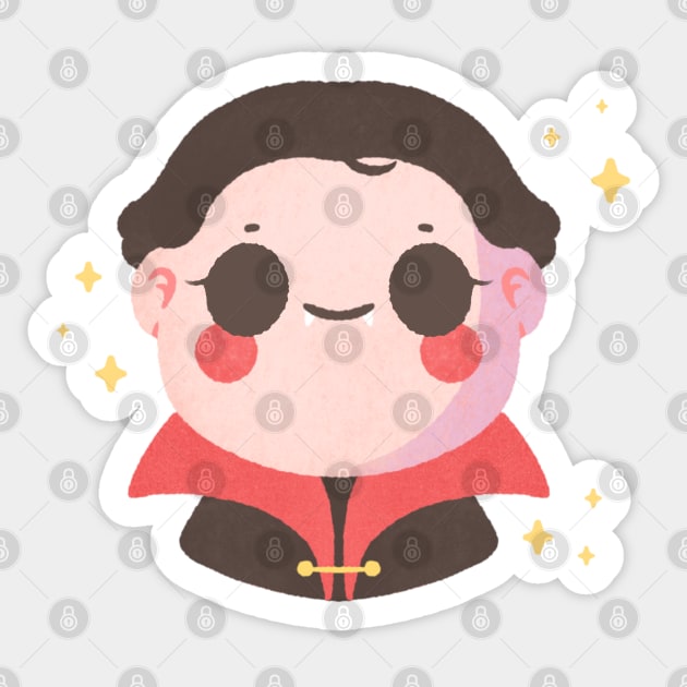 Funny and Happy Cute Vampire Cartoon Character for Halloween Sticker by pinkginkgo